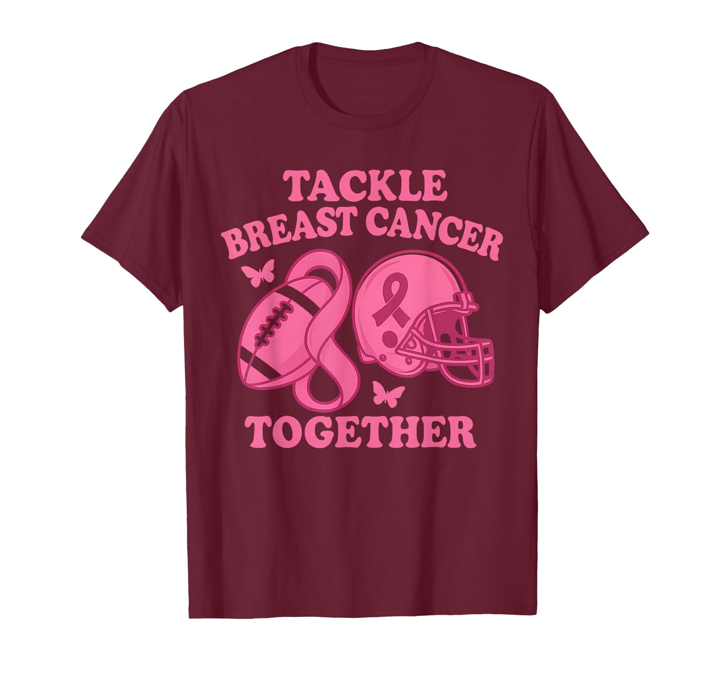 Tackle Breast Cancer Groovy Football Breast Cancer Warrior T-Shirt