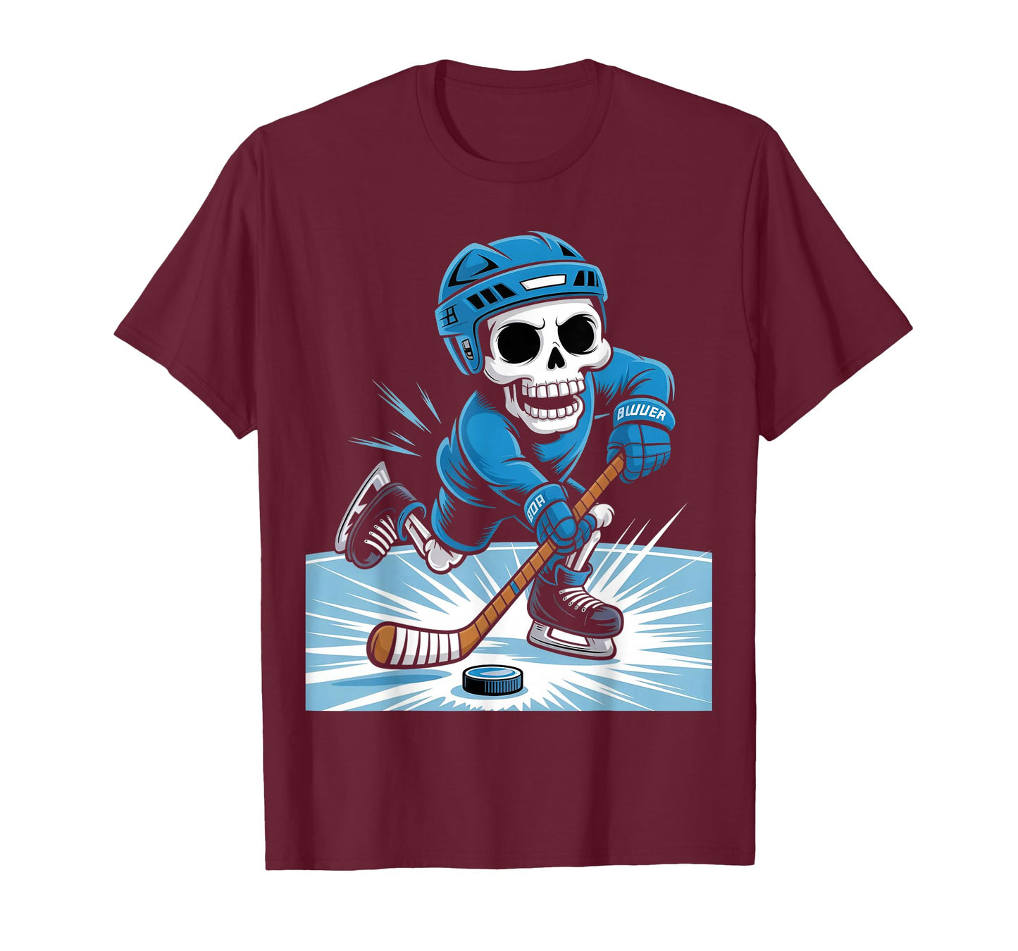 Skeleton Ice Hockey Halloween Costume Boys Men Funny Sport T-Shirt