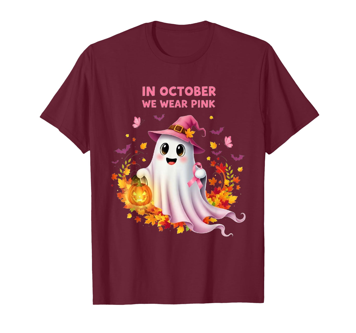 Breast Cancer Women Halloween in October We Wear Pink T-Shirt