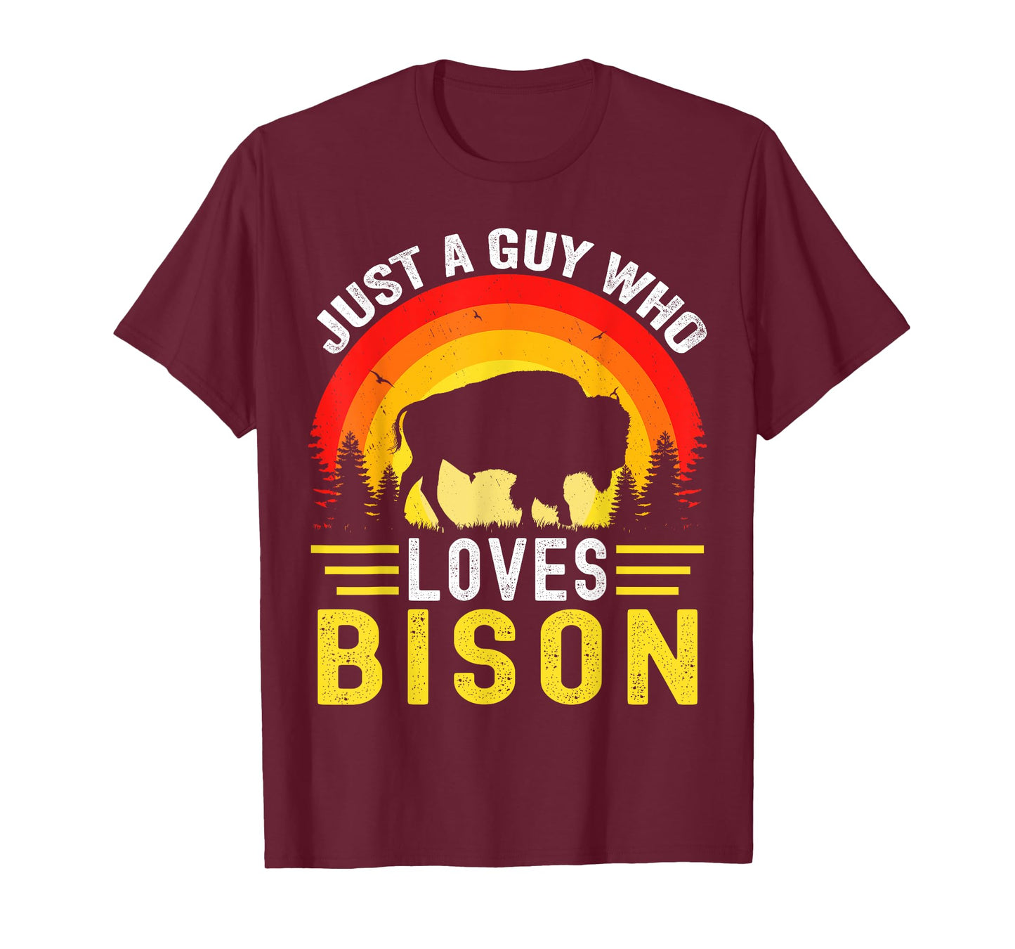 Just A Guy Who Loves Bison Retro Vintage American Bison T-Shirt