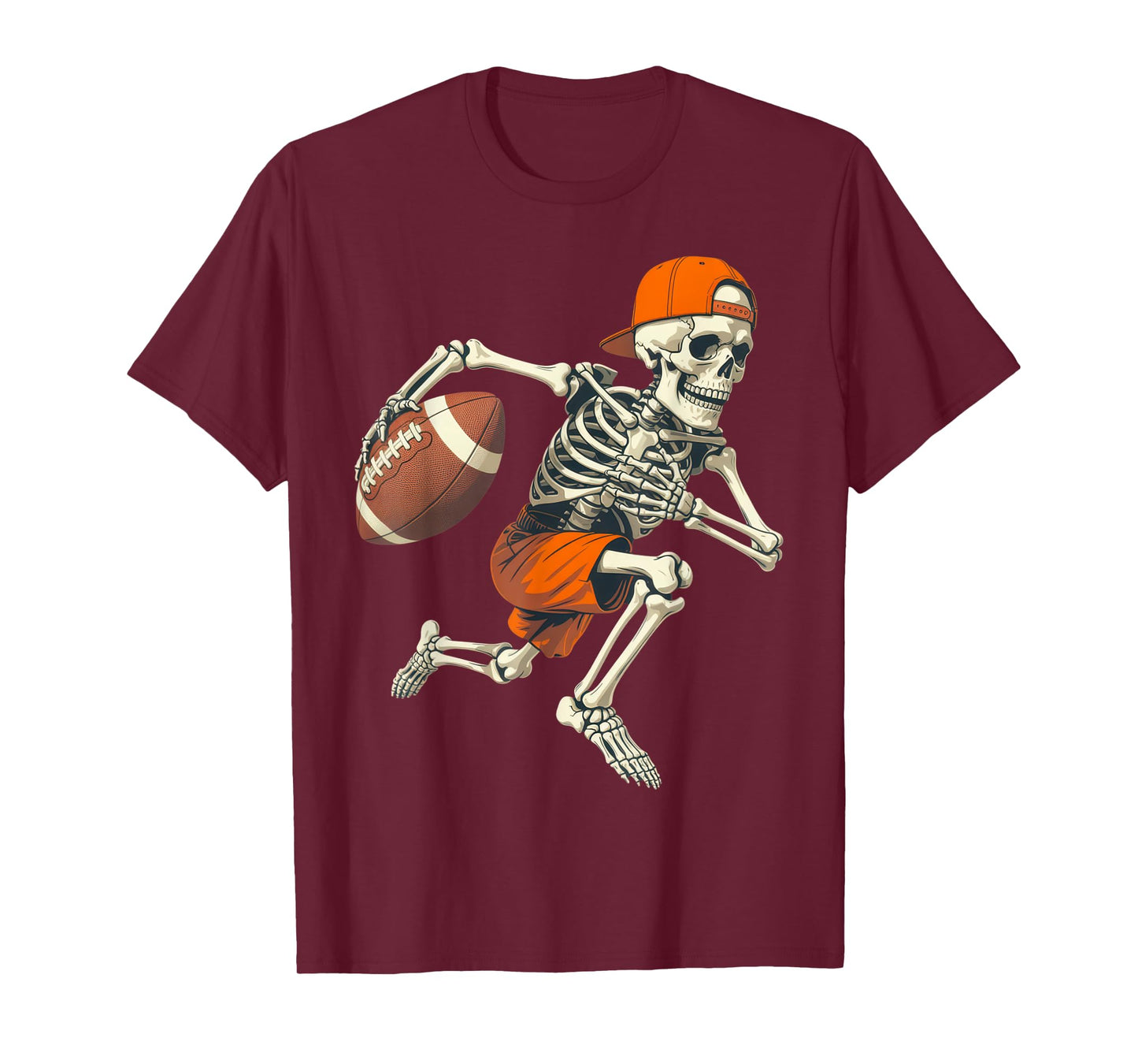 Skeleton Football Player Costume Halloween Funny Sports Wear T-Shirt