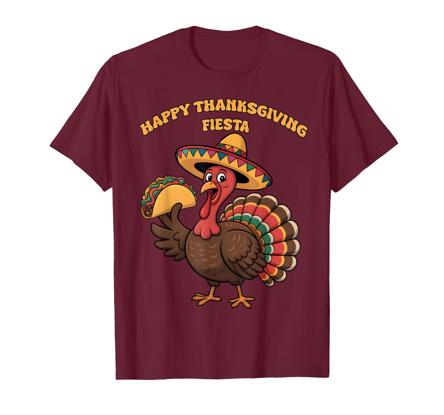 Happy Thanksgiving Fiesta Turkey with Taco Sombrero T-Shirt