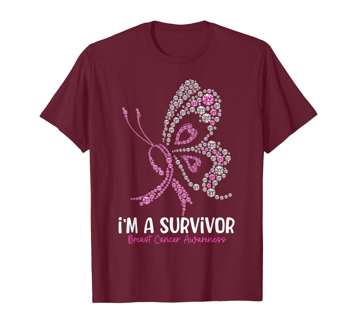 I'm A Survivor Breast Cancer Awareness Butterfly Pink Ribbon T-Shirt