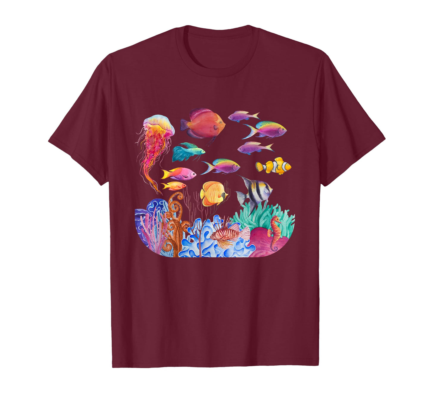 Ocean Scene - Watercolor Sea Life T-Shirt