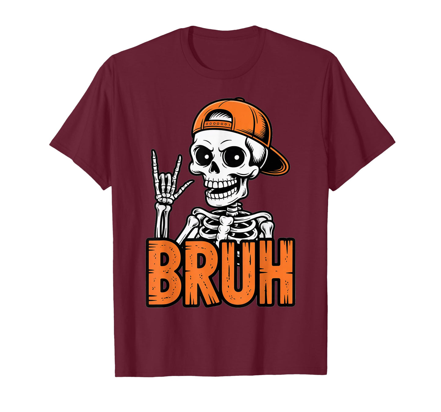 Bruh Punk Rock Skeleton Cool Rocker Halloween Men Boys Kids T-Shirt