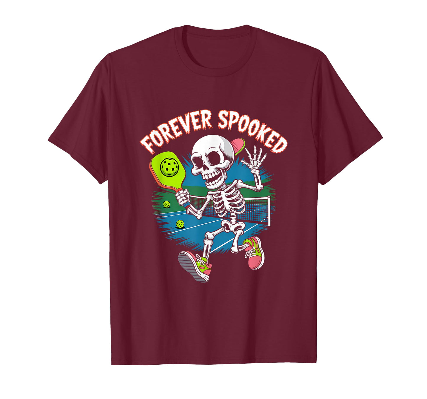Halloween Skeleton Pickleball Forever Spooked Tee T-Shirt
