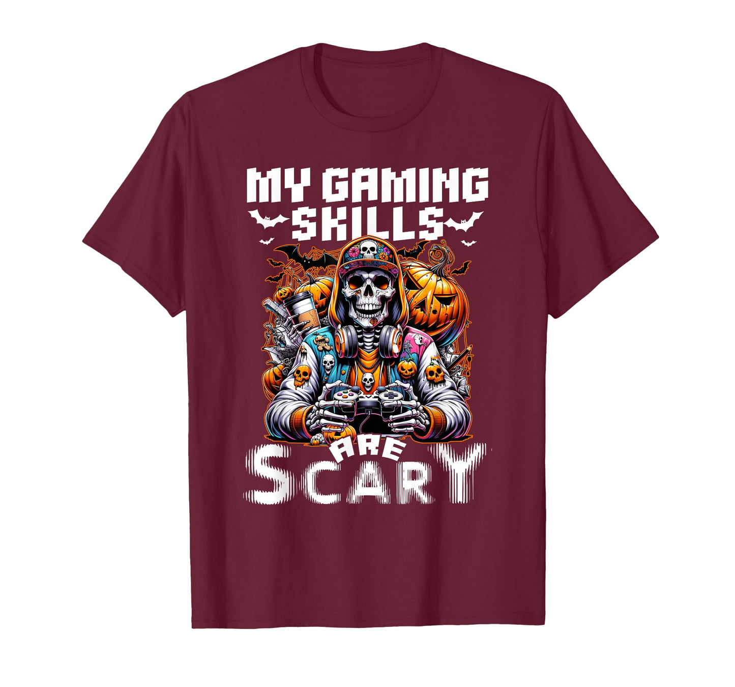 My Gaming Skills are Scary Halloween Gamer Boys Kids T-Shirt