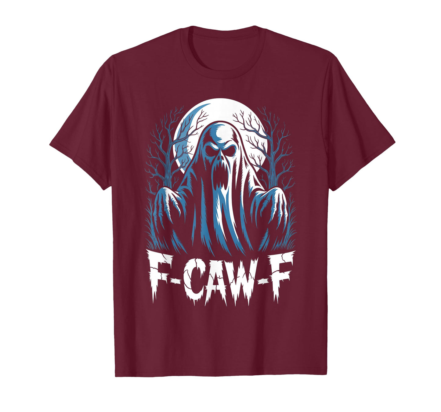 F-Caw-F Little Ghost | Funny Gothic Raven Moon Adult Humor T-Shirt