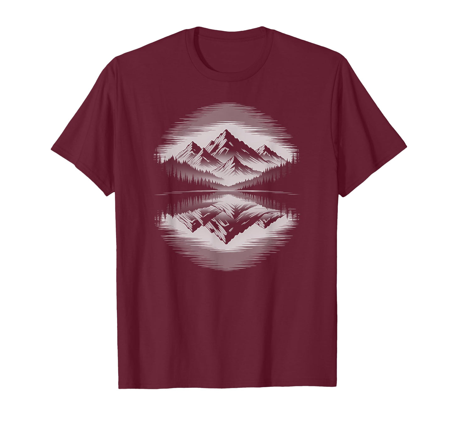 Mountain Forest Lake Mirror Reflection Alpine Nature Scene T-Shirt