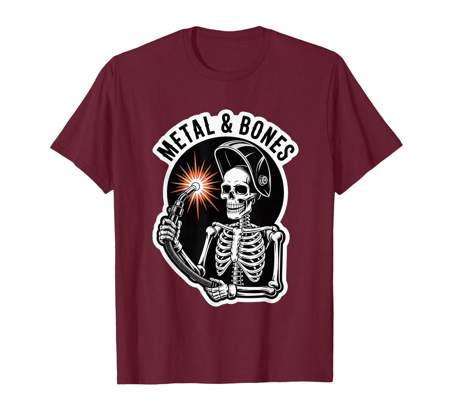 Skeleton Welder Emblem with Torch Burst T-Shirt