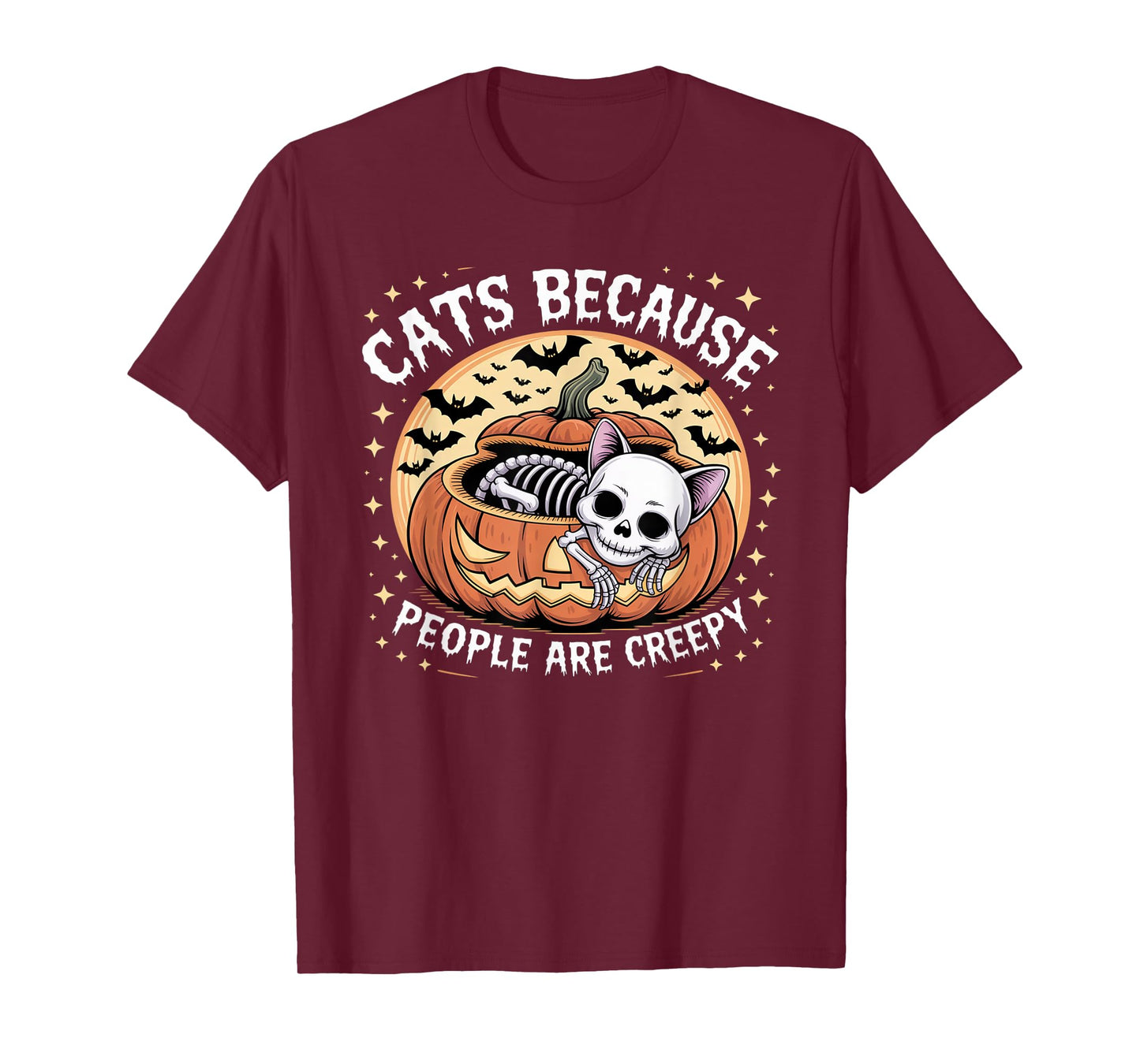 Cats Because People are Creepy Ghost Halloween Cat Mom Kids T-Shirt
