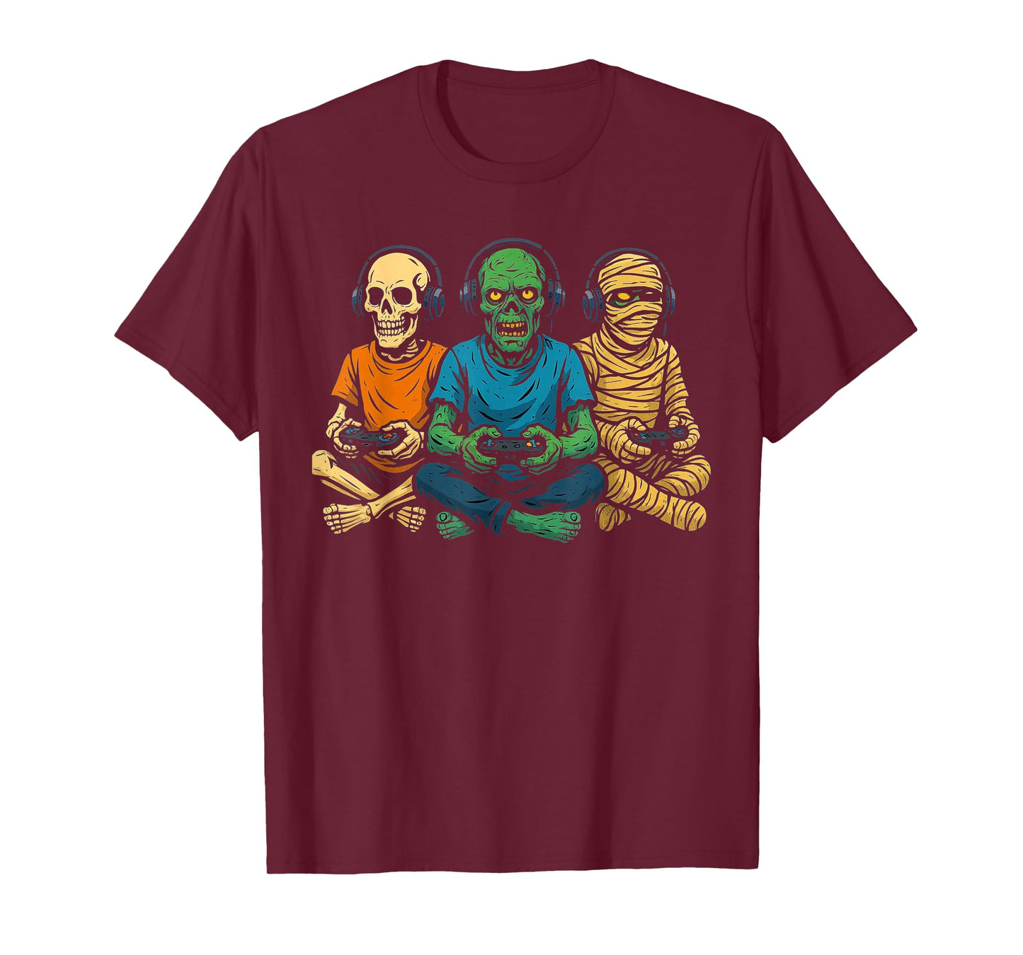 Halloween Skeleton Zombie Mummy Gamer Video Gaming T-Shirt