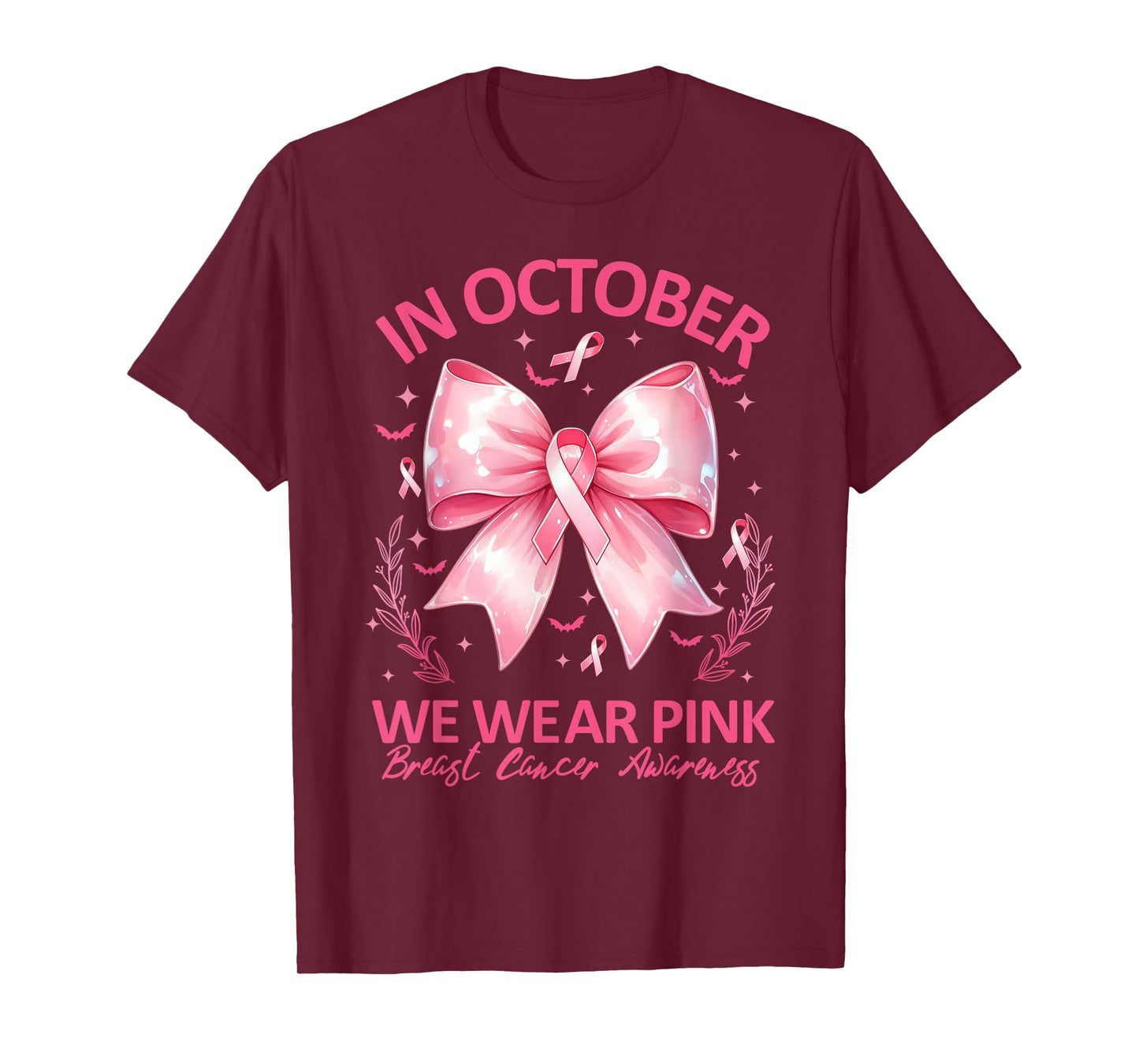 In October We Wear Pink Ribbon Breast Cancer Awareness T-Shirt