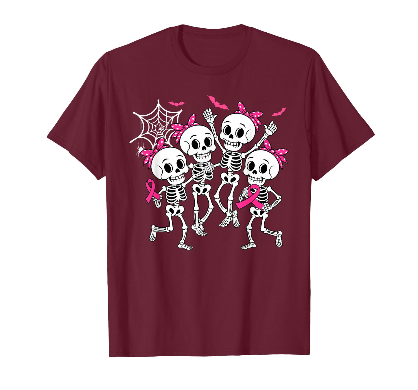 Skeleton Pink Ribbon Breast Cancer Awareness Women Men Kids T-Shirt