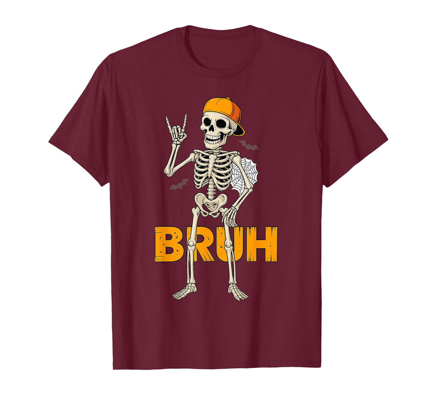 Cool Bruh Skeleton Rock On Funny Halloween Shirt Men Boys T-Shirt
