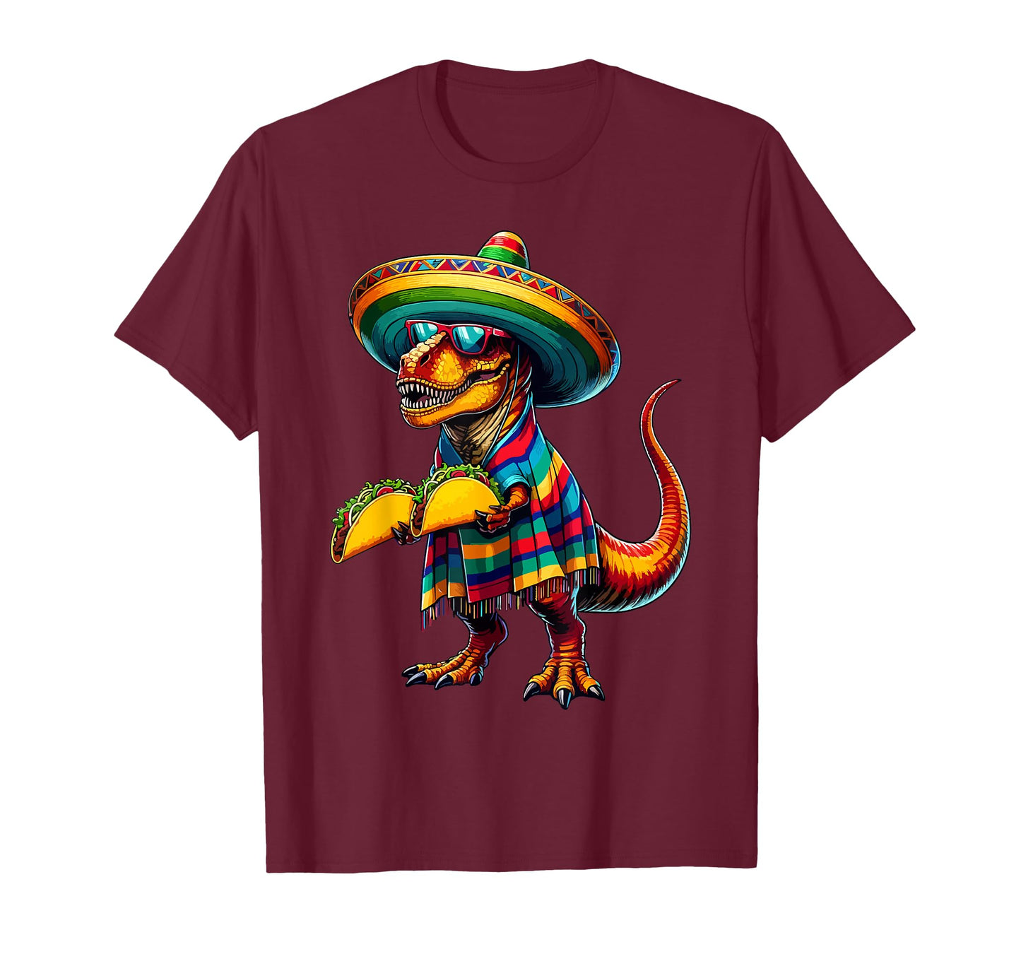 T-rex Dinosaur Taco Lover Cinco de Mayo Sombrero Poncho T-Shirt