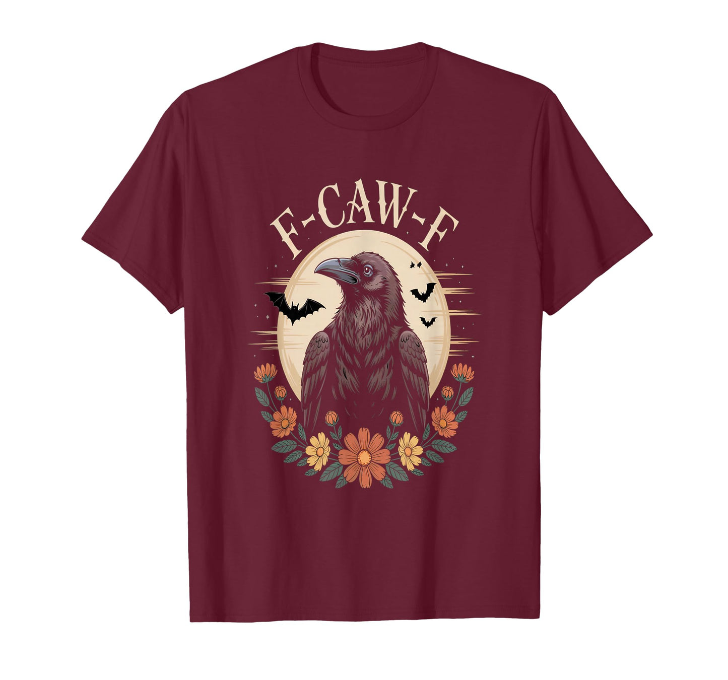 F-Caw-F Raven Crow Funny Halloween Moon Bats Gothic Spooky T-Shirt