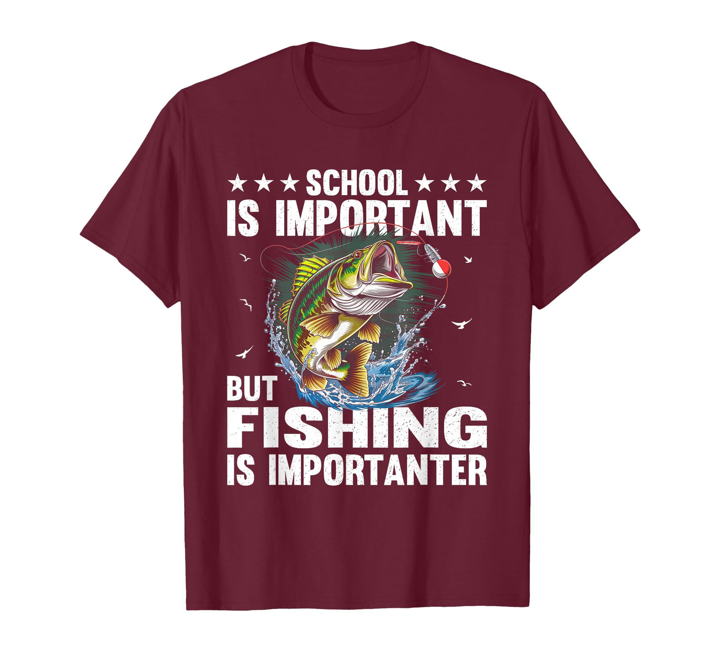School is Important But Fishing is Importanter Funny Fishing T-Shirt