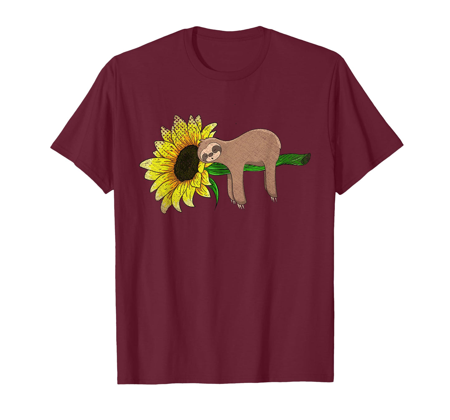Yellow Flower Sunflower Sleepy Animal Lover Wildlife Sloth T-Shirt