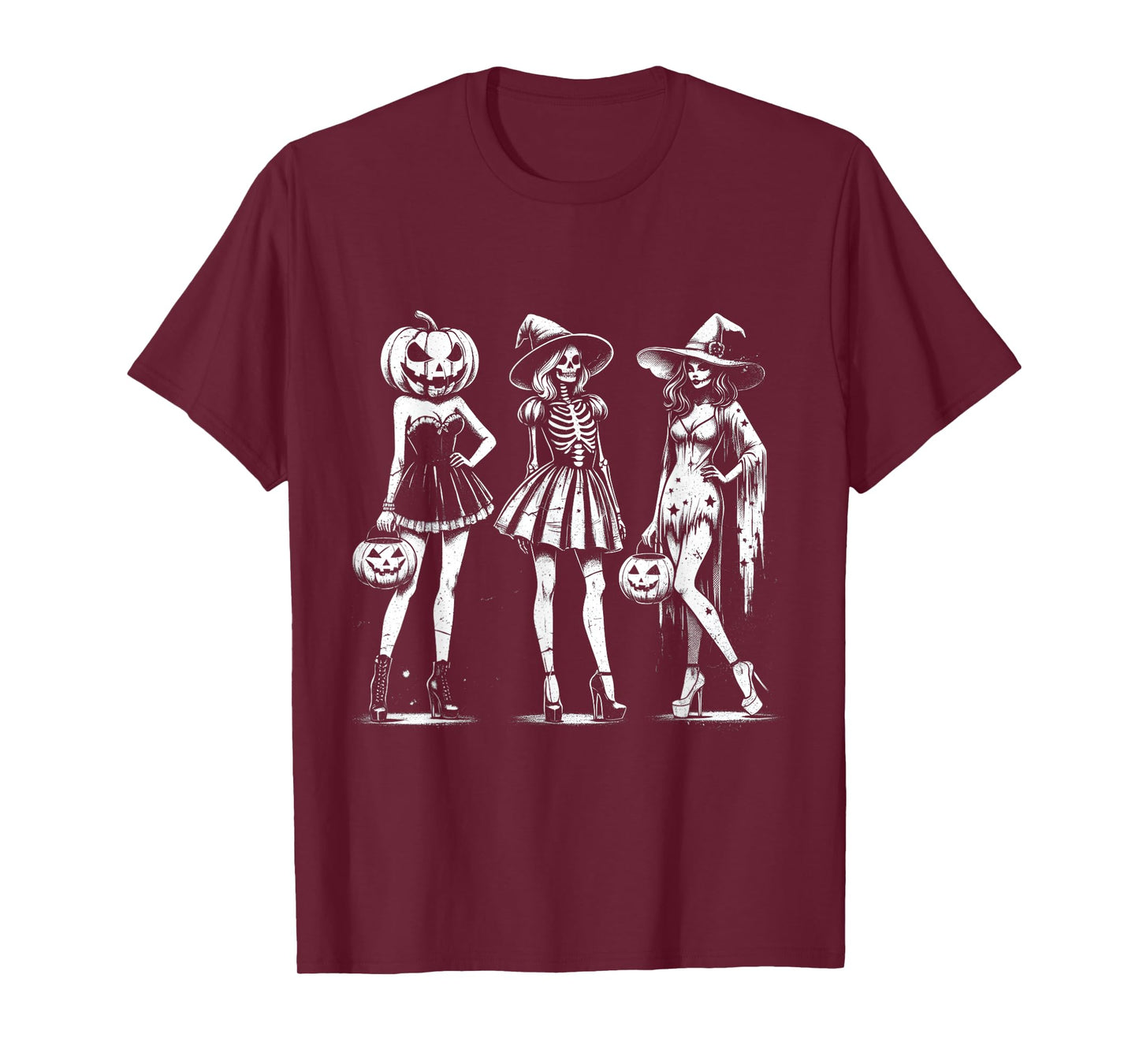 Goth Glam Witches Skeleton Pumpkin Halloween Aesthetic T-Shirt