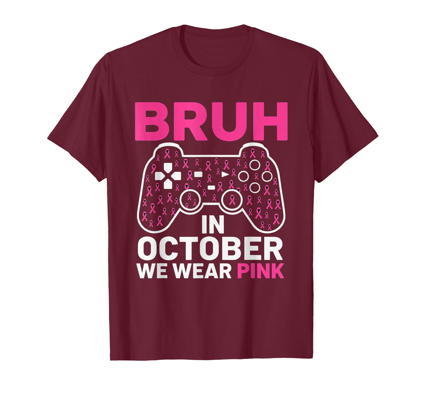 Bruh in October Wear Pink Breast Cancer Awareness Kids Boys T-Shirt