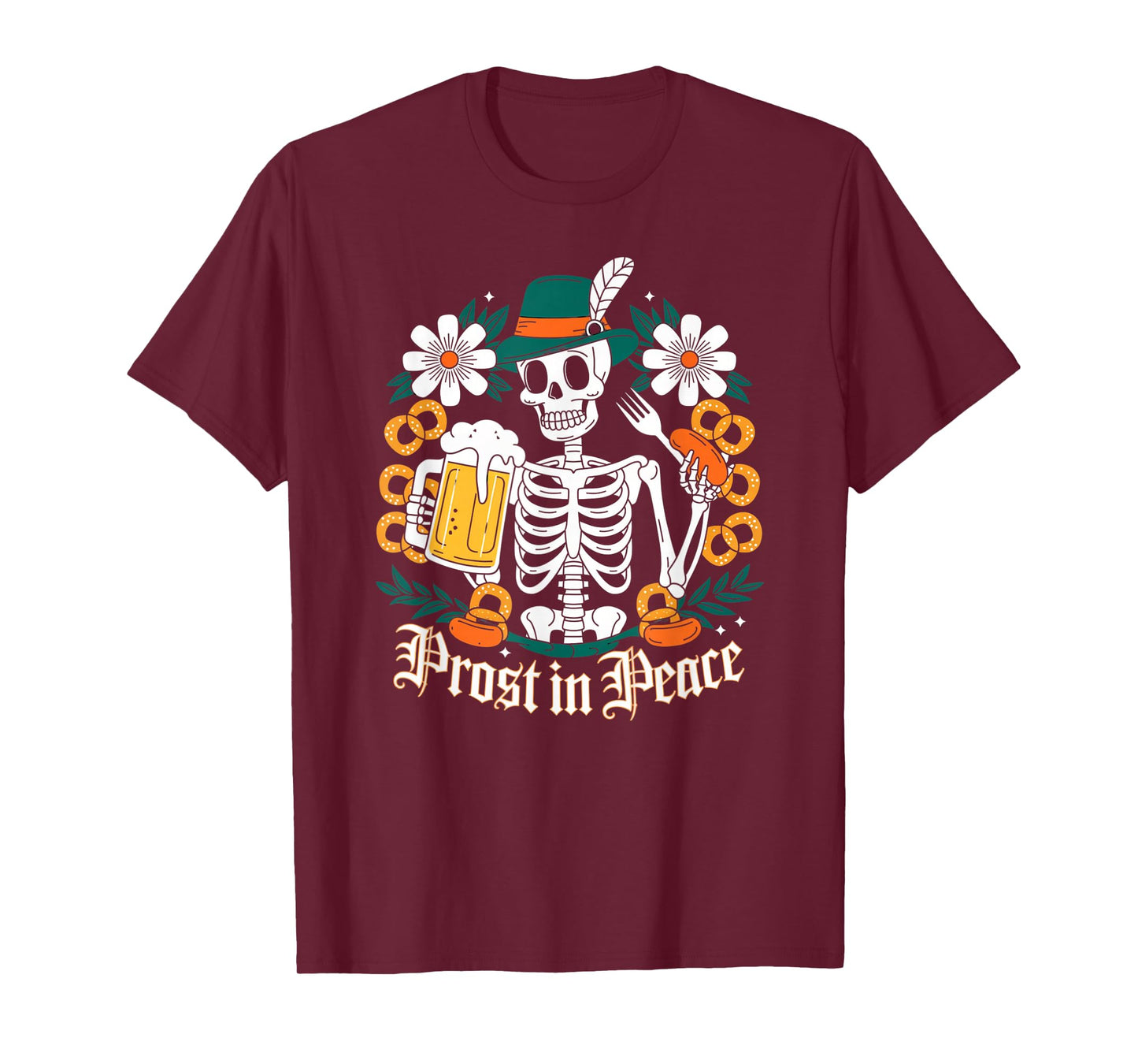 Prost in Peace Halloween Skeleton Beer Funny Oktoberfest T-Shirt