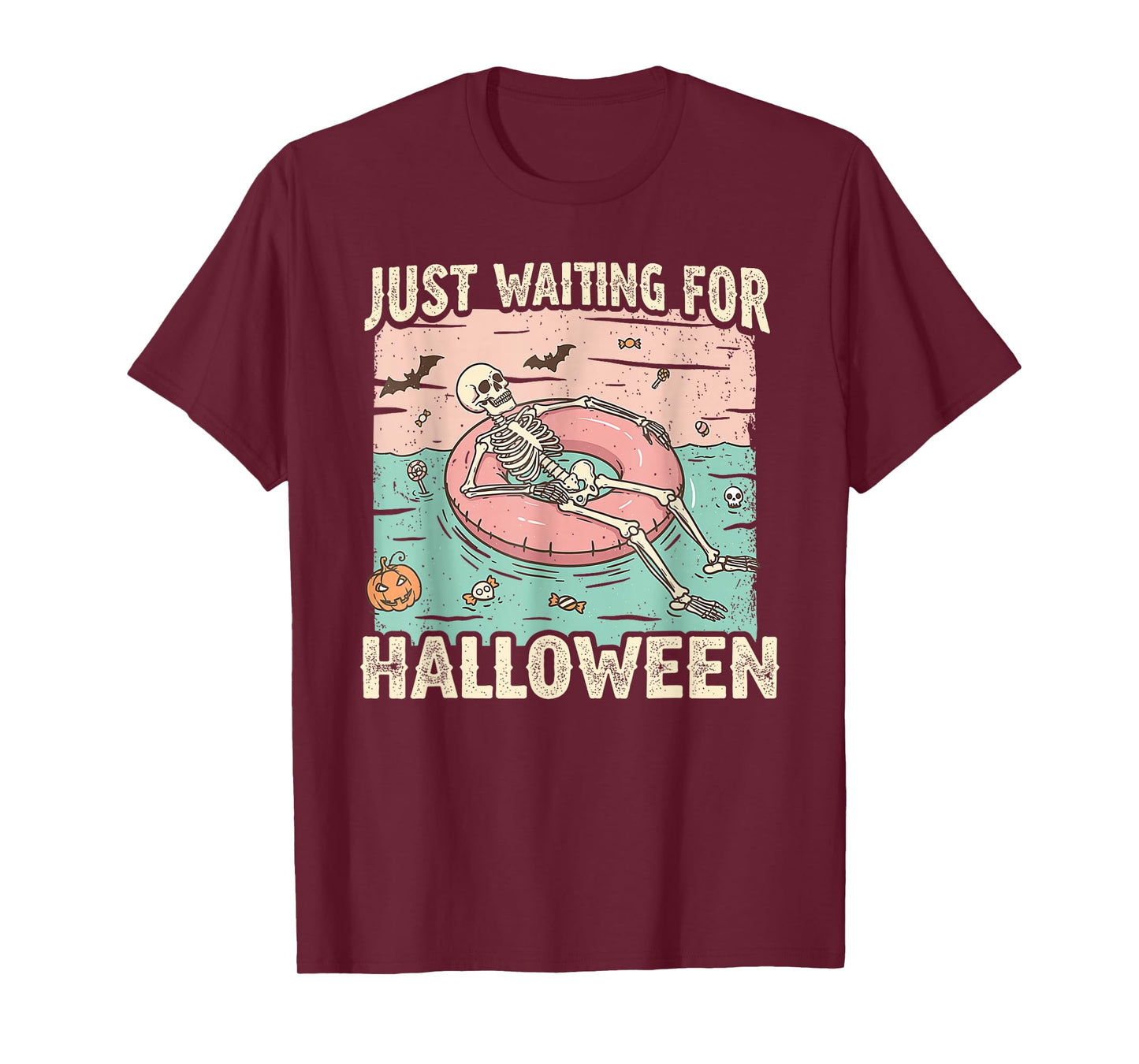 Spooky Summer Skeleton Just Waiting for Halloween T-Shirt