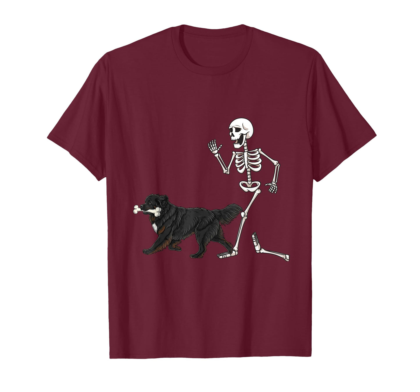 Funny Halloween Newfoundland and Skeleton T-Shirt