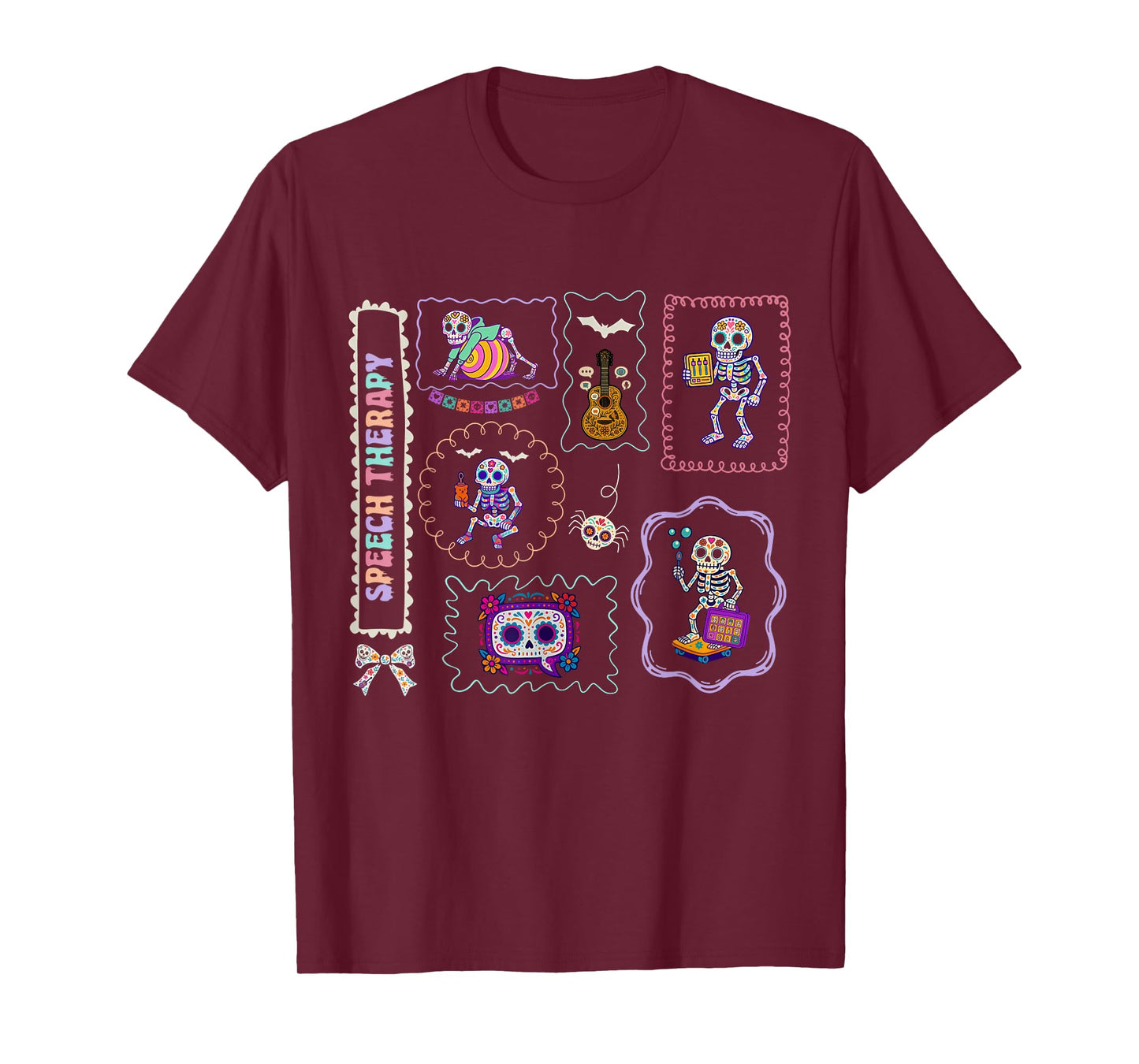 Coquette Stamp Skeleton Speech Therapy Halloween SLP ABA T-Shirt