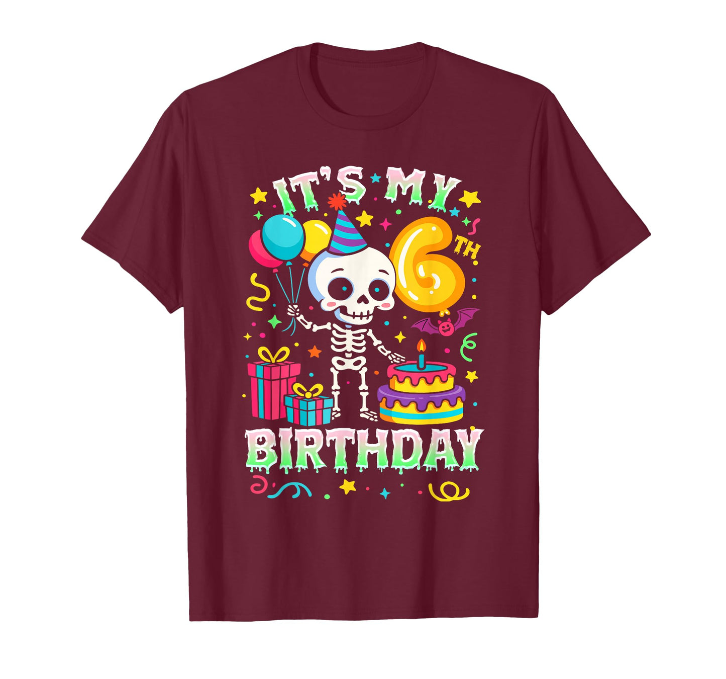 It's My 6th Birthday Skeleton Halloween T-Shirt