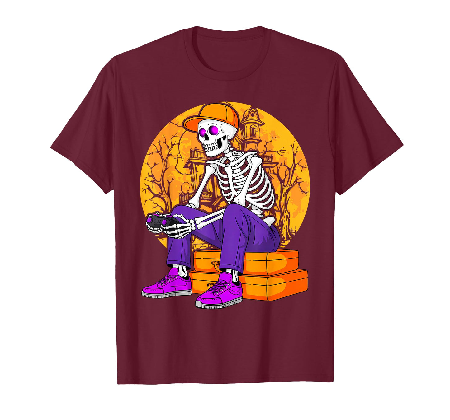 Funny Halloween Gamer Gaming Skeleton Boys Kids T-Shirt