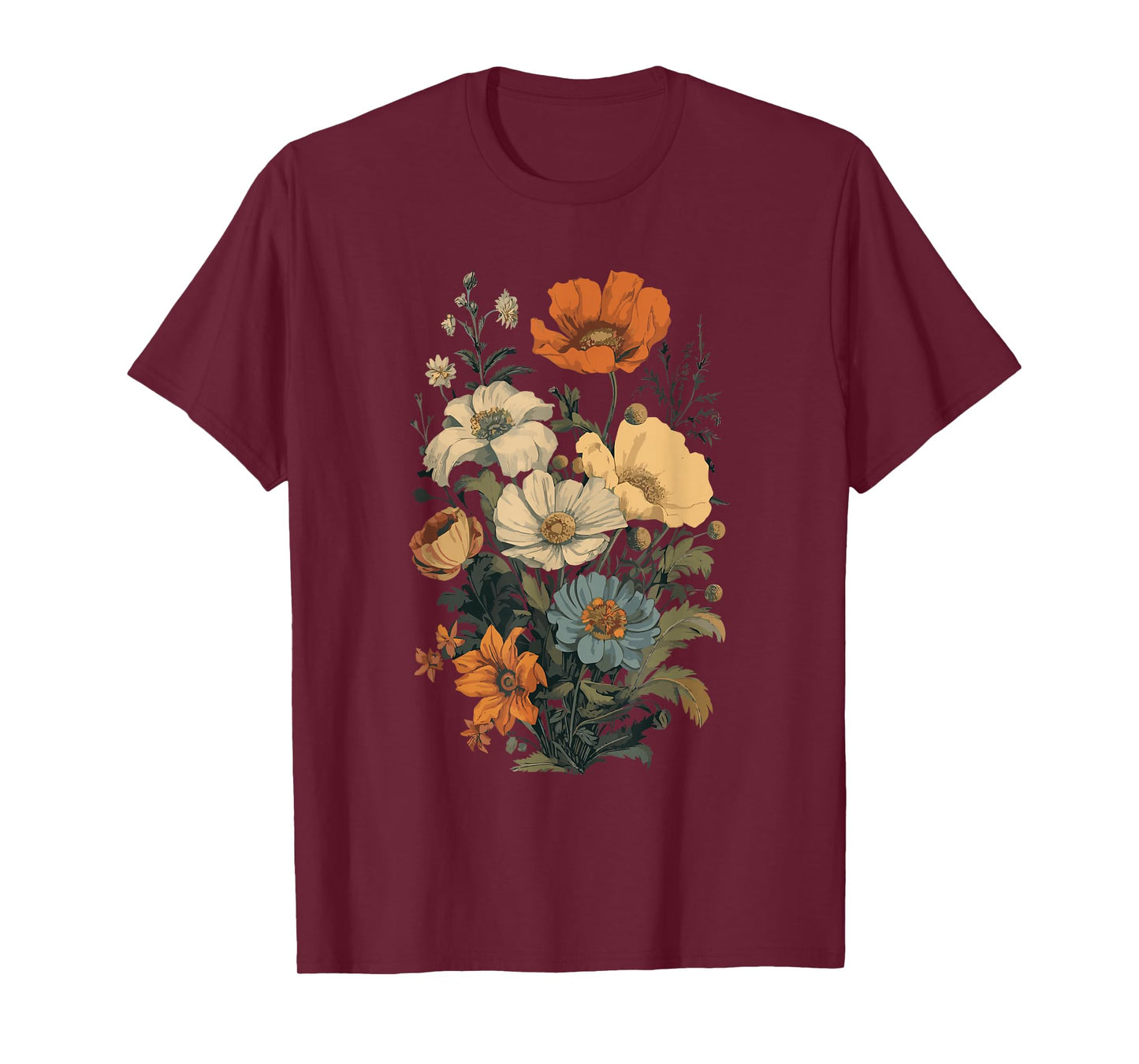 Vintage Flowers Floral Pressed Flower T-Shirt