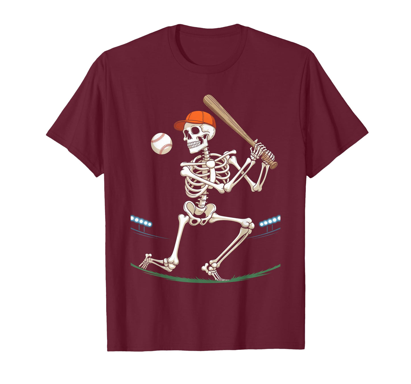 Skeleton Baseball Halloween Costume Funny Men Boys Kids T-Shirt