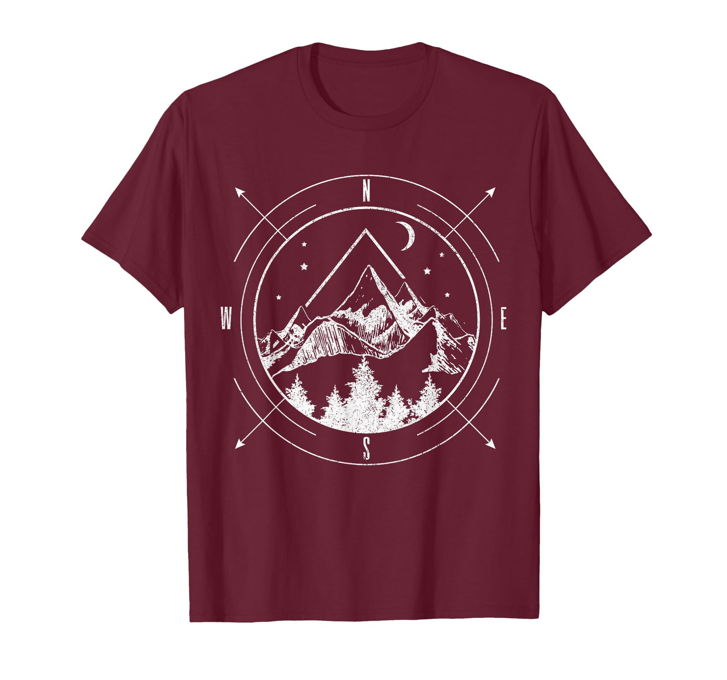 Hiking Camping Mountains Compass Hiker Camper Outdoor T-Shirt