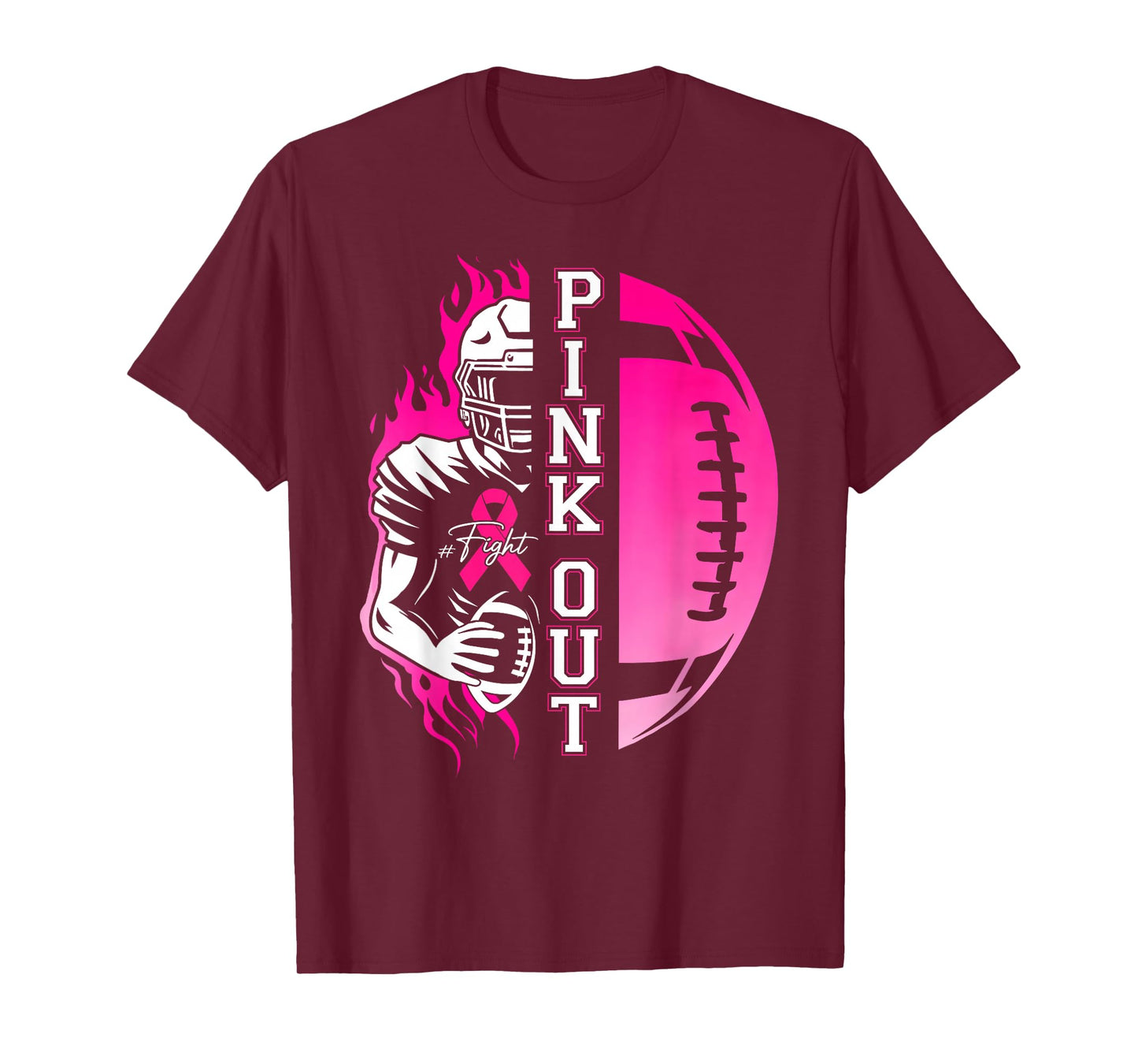 Football Pink Out Team Breast Cancer Awareness Month Womens T-Shirt