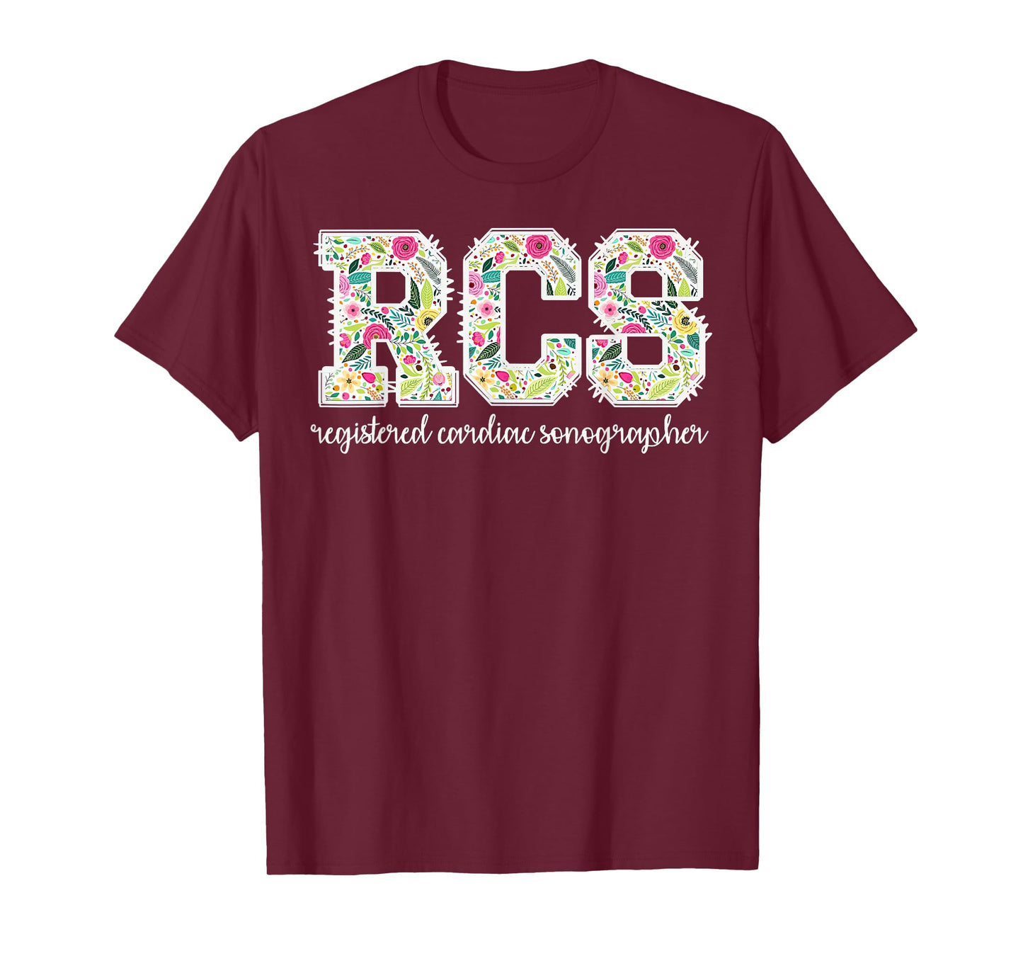 Retro Floral RCS Registered Cardiac Sonographer Sonography T-Shirt