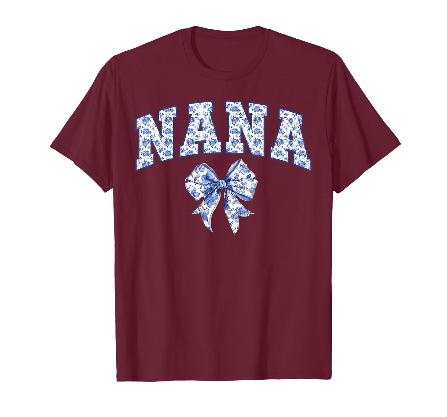 Nana Coquette Toile Blue Bow Floral Family Matching T-Shirt