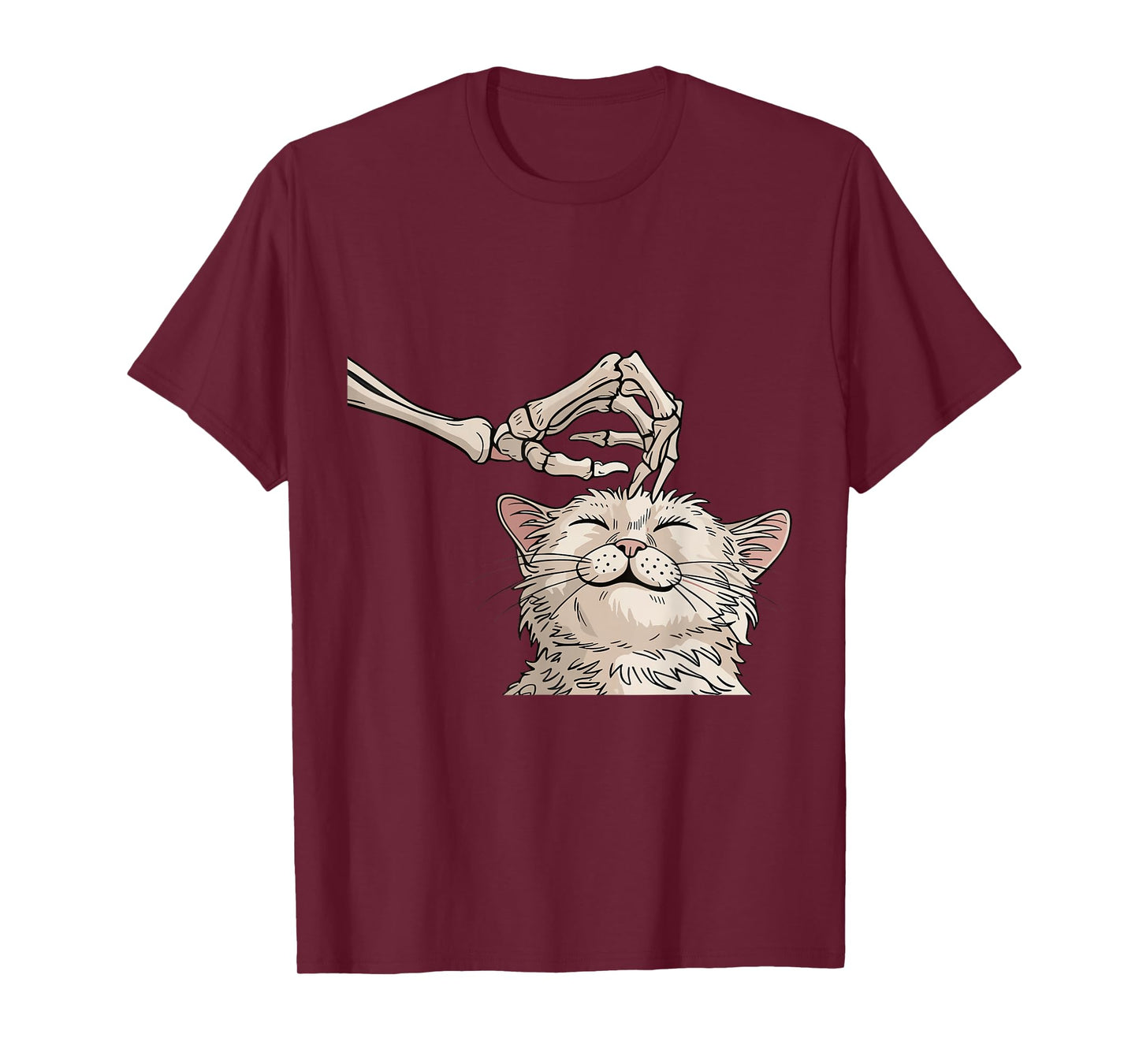 Skeleton Hand Petting Happy Cat Halloween Spooky Cute T-Shirt
