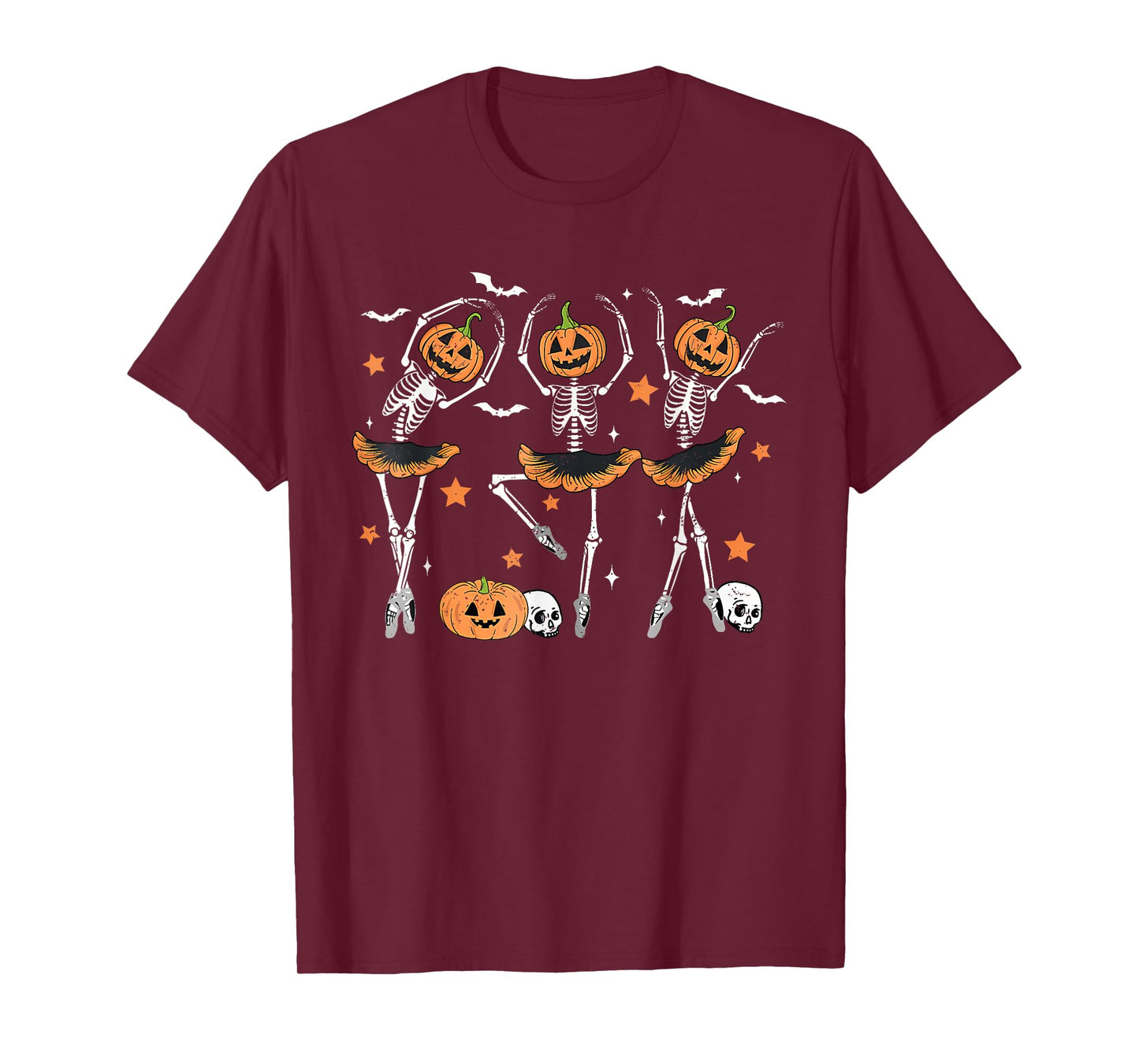 Funny Ballet Pumpkin Skeleton Scary Halloween Men Women Girl T-Shirt