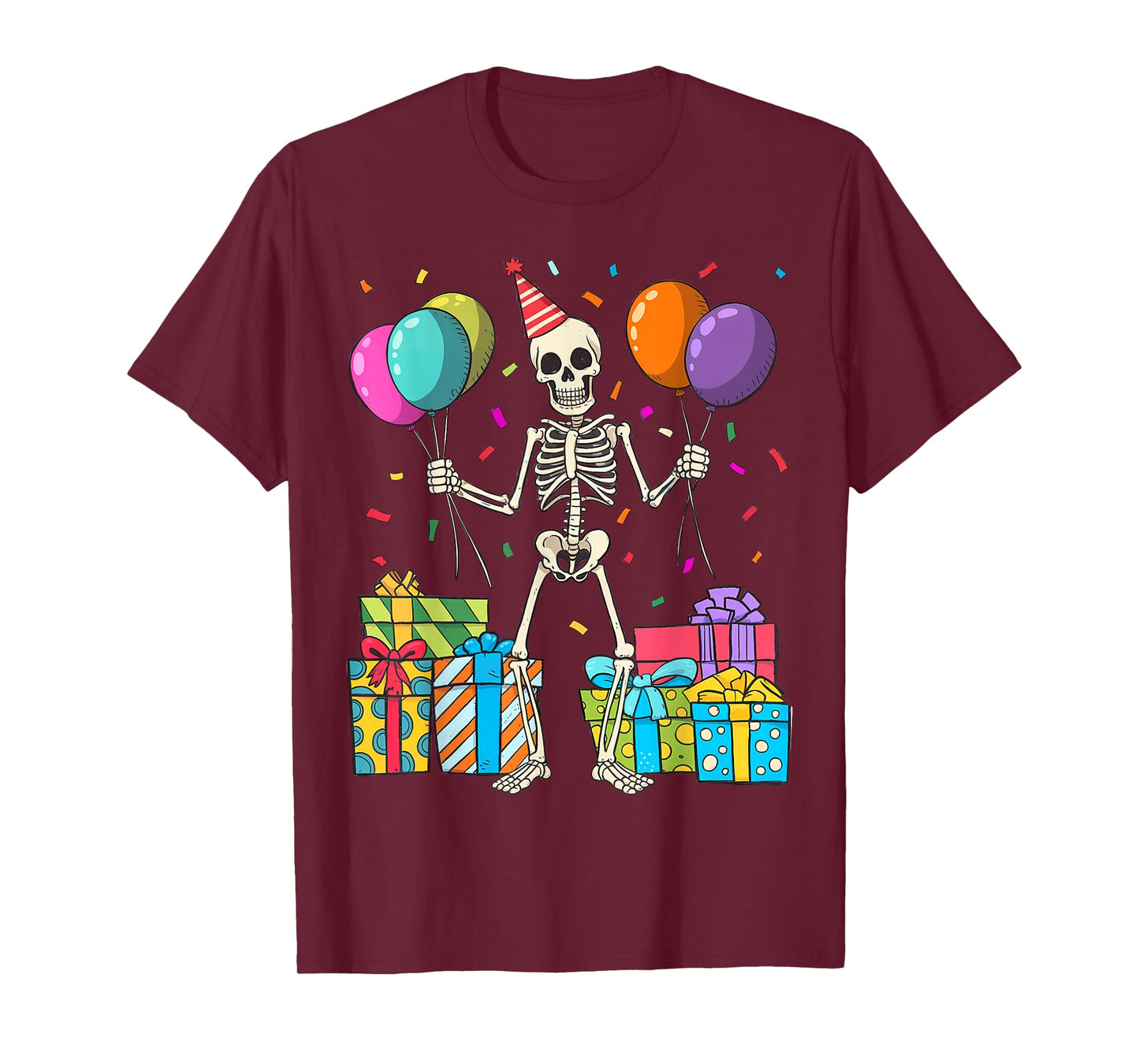 Funny Bday Skeleton Halloween Happy Birthday Party Balloons T-Shirt