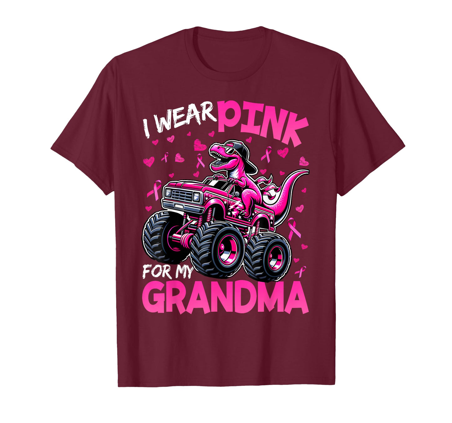 I Wear Pink for My Grandma Breast Cancer Awareness Dinosaur T-Shirt