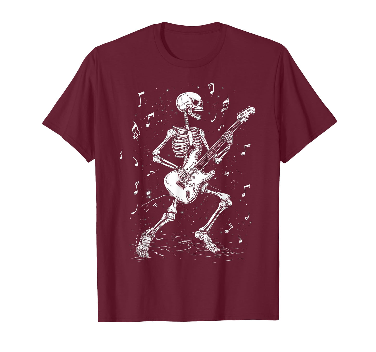 Skeleton Electric Guitar Player Music Rock Band T-Shirt