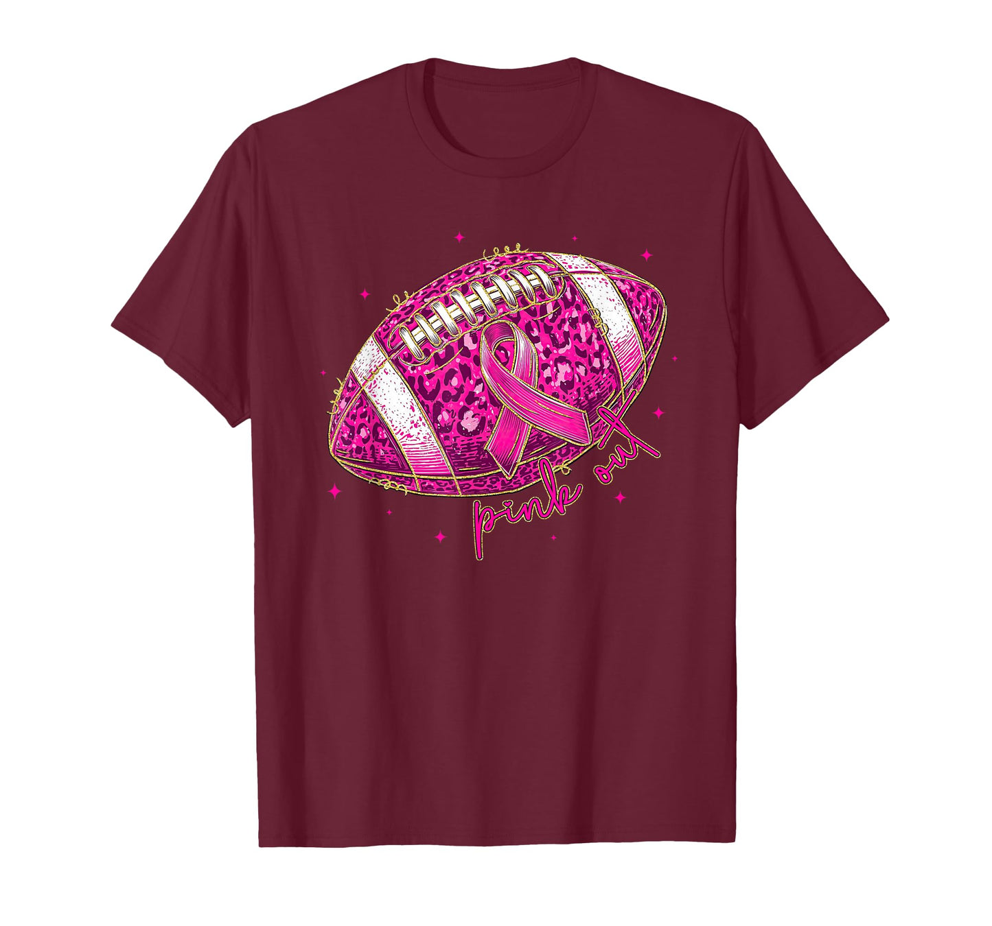 Breast Cancer Awareness Women Pink Out Ribbon Football T-Shirt