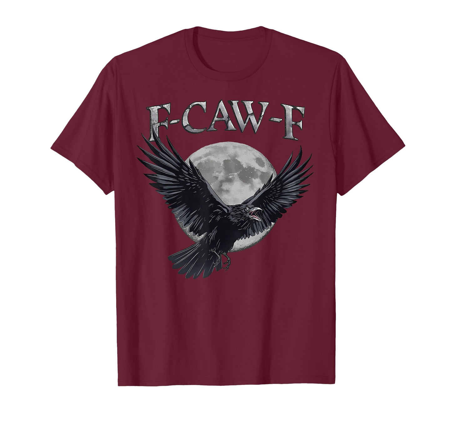 Funny F Caw F Raven Moon Gothic Graphic Halloween Crow Pun T-Shirt