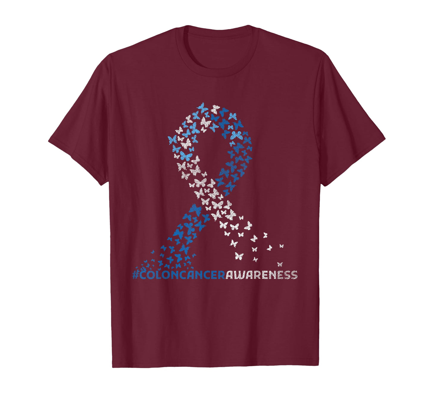 Colorectal Cancer Apparel Colon Cancer Awareness Colonoscopy Blue Ribbon Butterflies T-Shirt