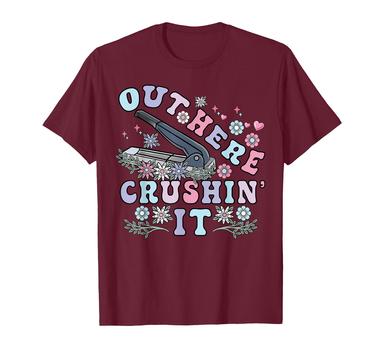 Medication Aide Out Here Crushin Funny Nurse Groovy Flowers T-Shirt