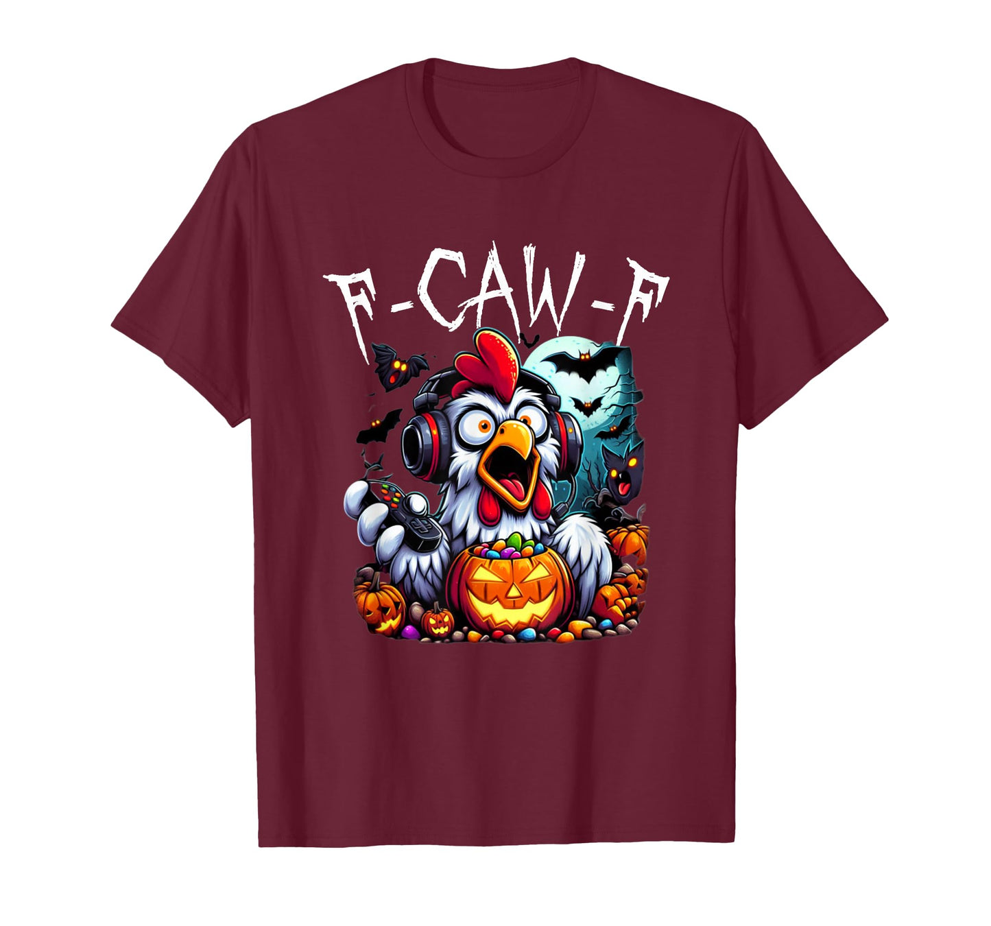 F-CAW-F Funny Chicken Scream Halloween Ghost T-Shirt