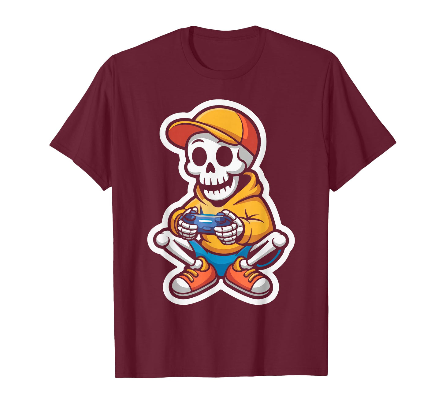 Gamer Skeleton Halloween Video Game Lovers Men Women Boys T-Shirt