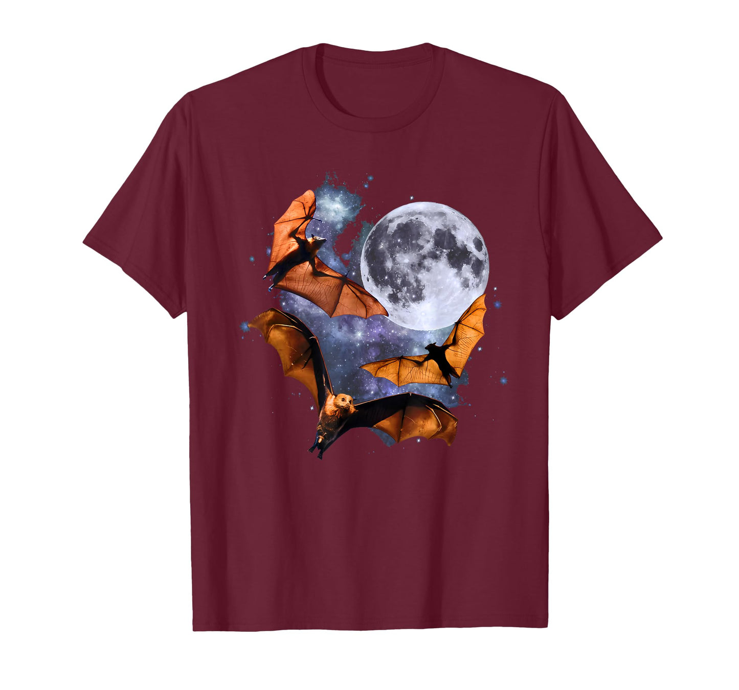 Three Bats At The Moon Vintage 90s Flying Bats Weird Cursed T-Shirt