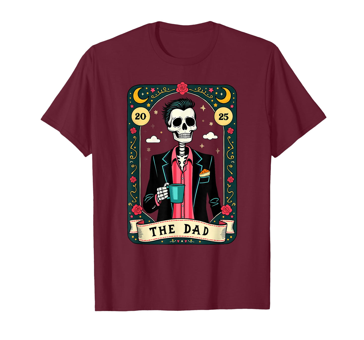 Retro Witch Dad Tarot Card Skeleton Halloween T-Shirt